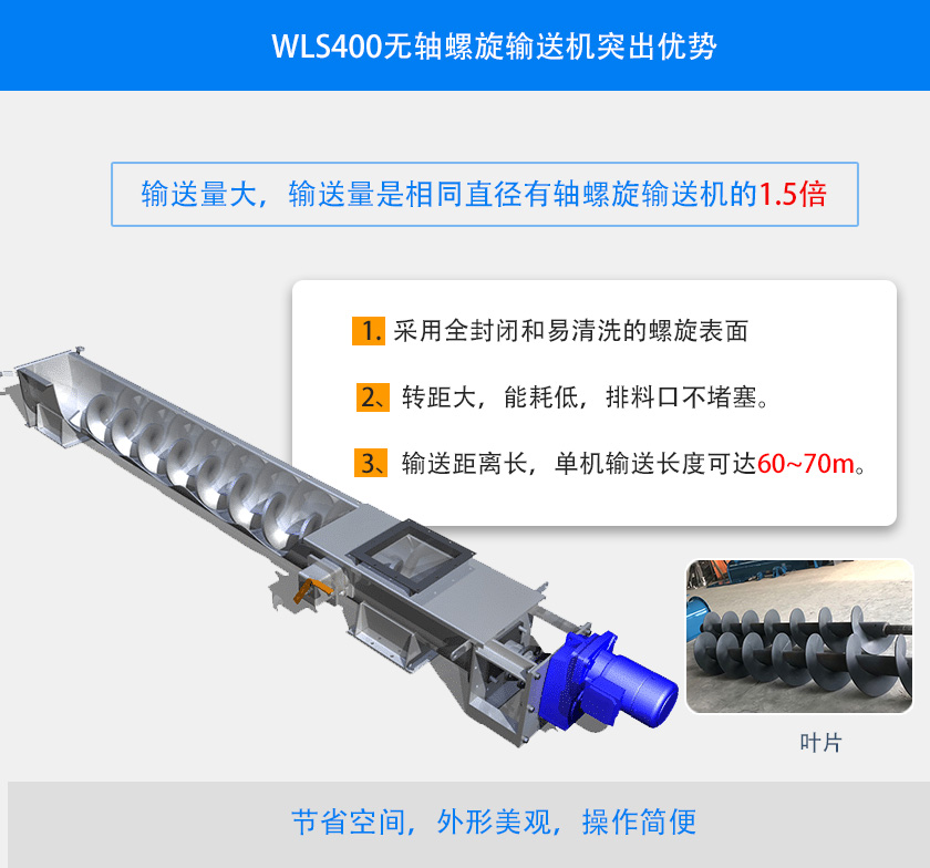 WLS400無軸螺旋輸送機突出優勢